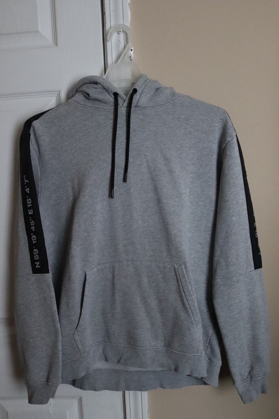 H&M Gray & Black Pullover Hoodie - Stockholm Coordinates - Size L